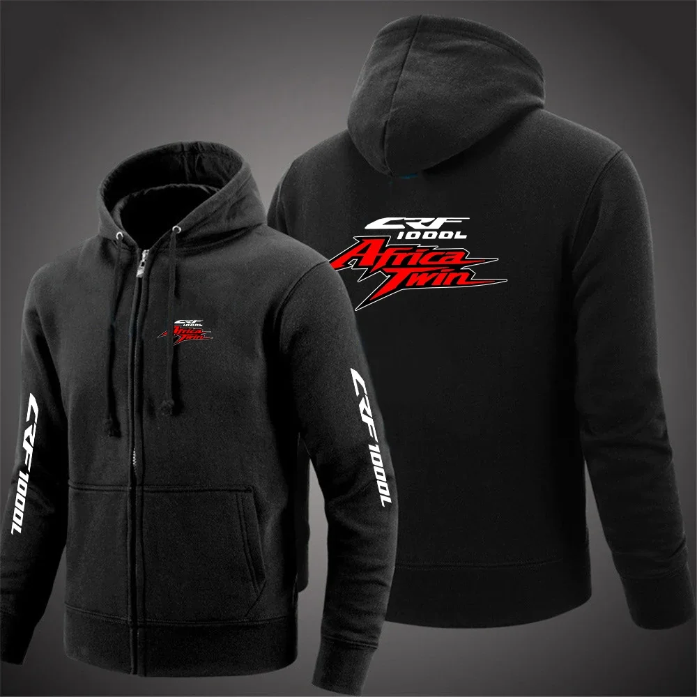 Africa Twin Crf 1000 L Crf1000 Print Spring Autumn Men's Trendy Sports Loose Solid Color Classic Cardigan Design Hooded Hoodies