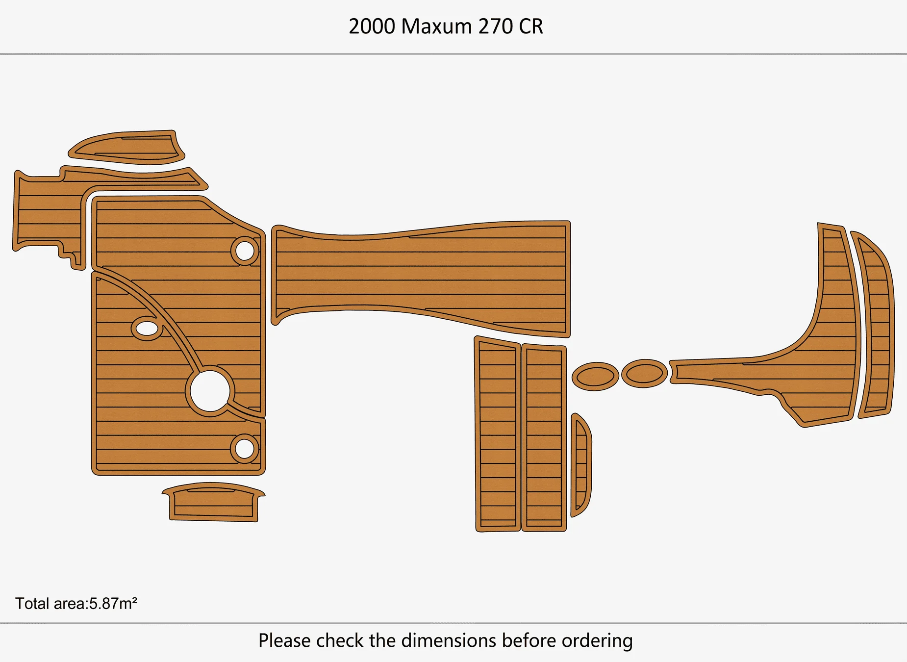 Non-Slip EVA Faux Teak Marine Mat Self-Adhesive 6mm Yacht Cockpit Pad for 2000 Maxum 270 CR Boat Decking Easy Install