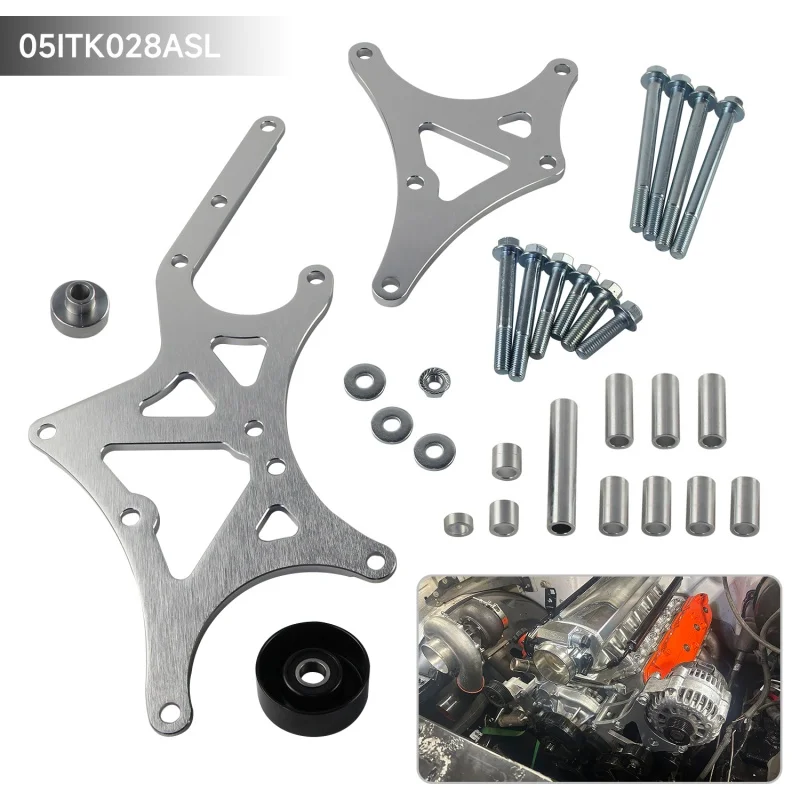 

Billet Aluminum Driver Side Alternator Power Steering Pump Bracket For Chevy GMC Suburban 1500 2500 3500 1999-2014 Silver