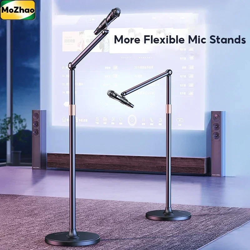 MoZhao Microphone Stand Floor Live Broadcast Microphone Integrated Vertical Folding Stands Boom Arm Microphone  Mic Stand