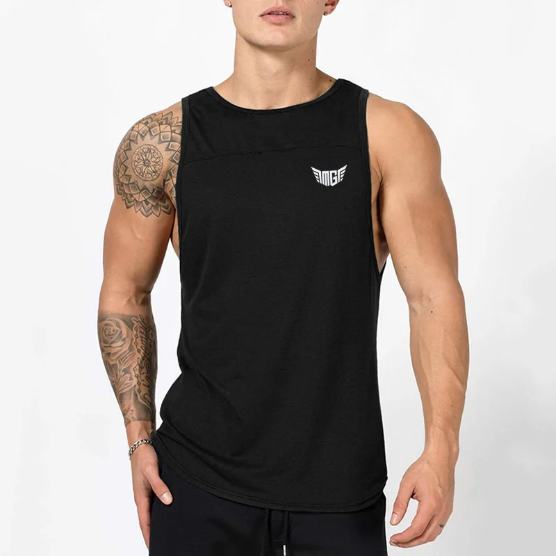 Men Cotton Breathable Tank Tops Sport Training Fitness Muscle Vest Street Hip Hop Fashion Shirt Gym Bodybuilding Workout Singlet