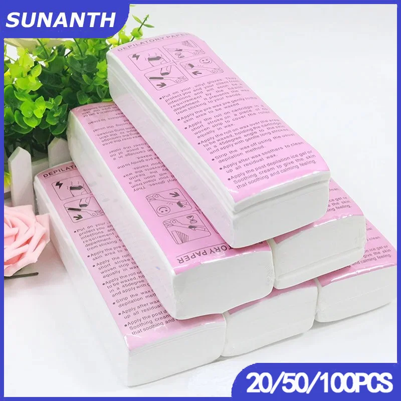 

20/50/100Pcs Professional Hair Removal Waxing Depilatory Beauty Tool Strips Non-woven Fabric Waxing Papers,for body and Face