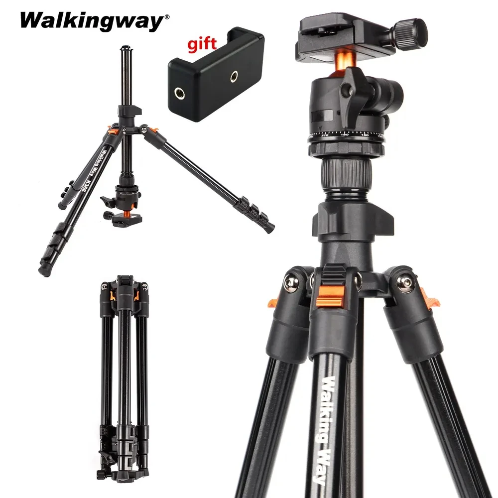 WalkingWay-Trépied professionnel pour appareil photo reflex numérique, trépied de voyage portable en aluminium, rotule panoramique résistante à 62.99, 360 pouces