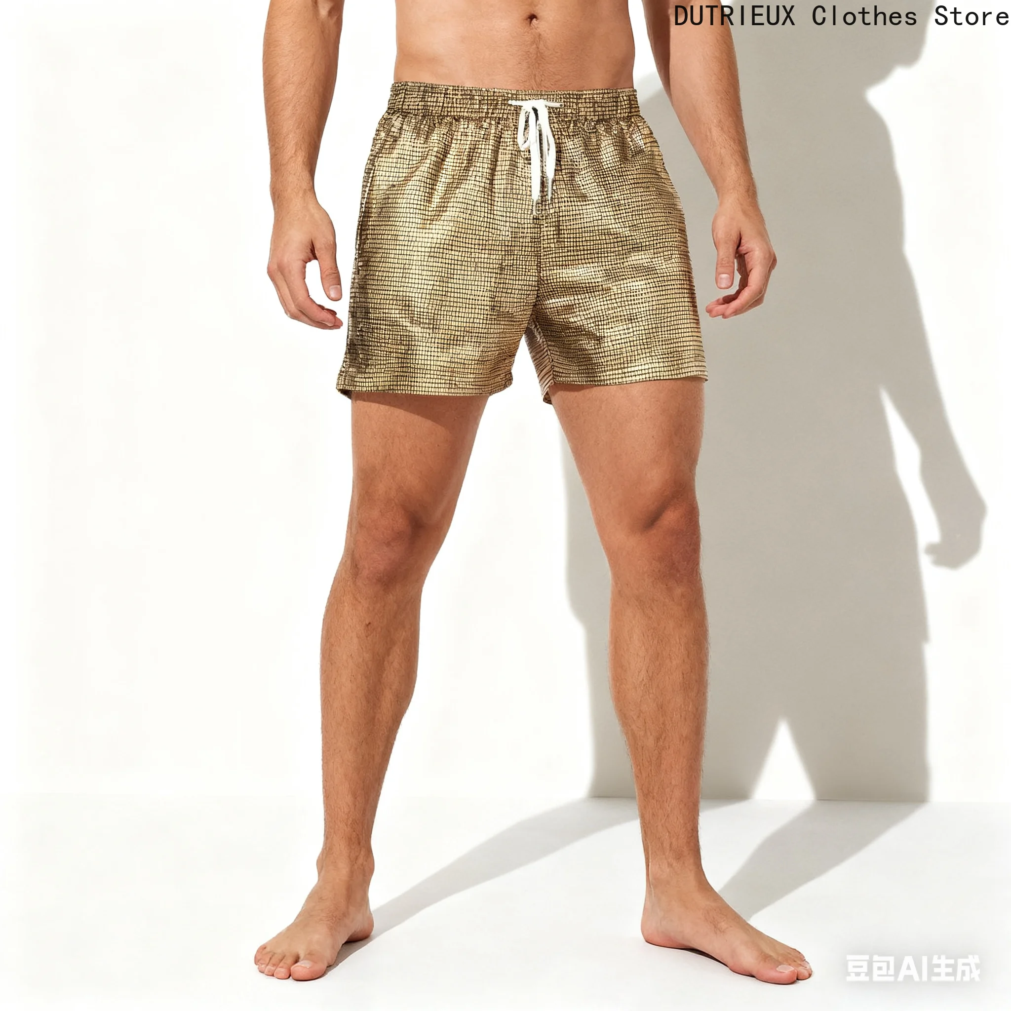 

Men's Sexy and Shiny Shorts, Fashionable and Casual Ultra-cool Three-quarter Pants, Performance Clothing for Bar and Club Models
