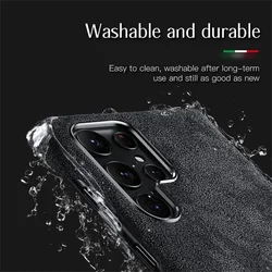 Genuine Leather Phone Case for Samsung Galaxy S26 S25 S24 S23 Ultra S22 Plus  S20 Premium Supercar Turn Fur  Back Cover