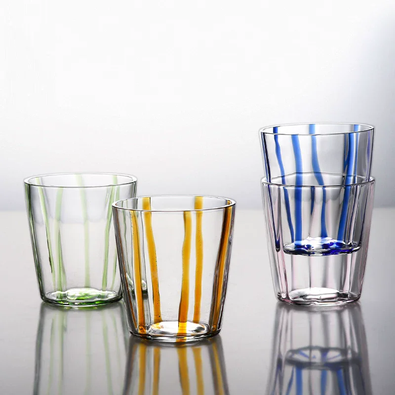 

1-6pcs Colorful Brushed Heat-resistant Glass Cup ins style creative coffee cup retro juice cup couple home water cup