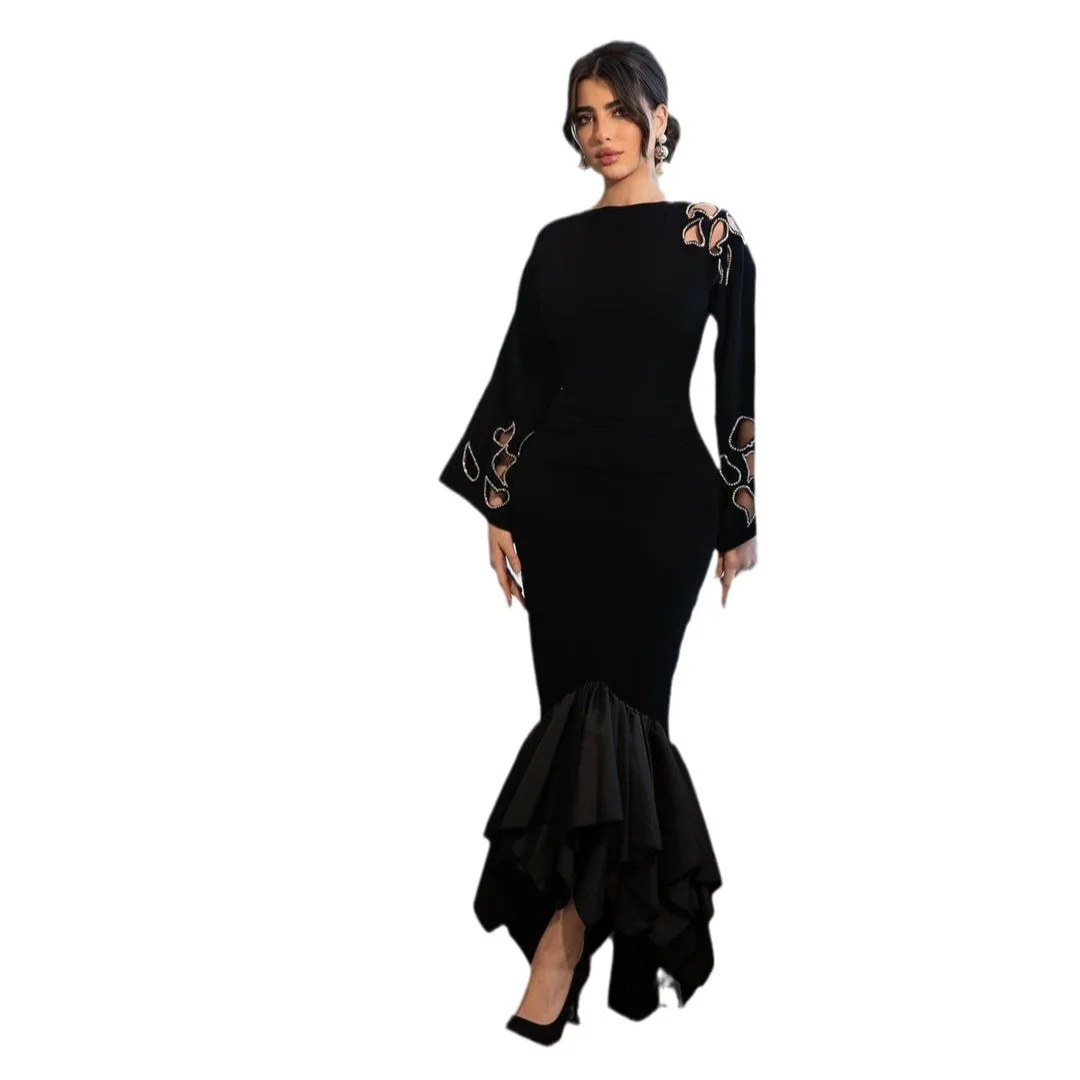 Imprezowe afrykańskie kobiety sukienka z odkrytymi plecami Slim Fit długie sukienki seksowny, obcisły talia Vestidos solidne eleganckie Splice 2024