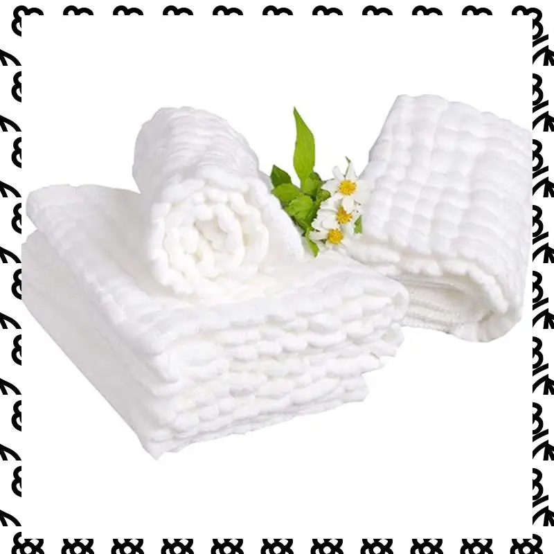 A07I Baby Muslin Bath Towels, 50 Pack Of Reusable Soft Absorbent Cotton Baby Face Towel, For Baby's Delicate Skin White