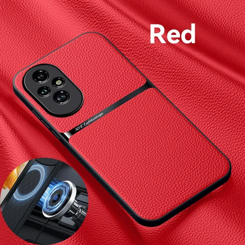 Silicone Leather Case Built-in Metal Plate for Honor 50 90 200 Smart 400 Lite 500 300 70 Pro Plus Soft Phone Case Back Cover