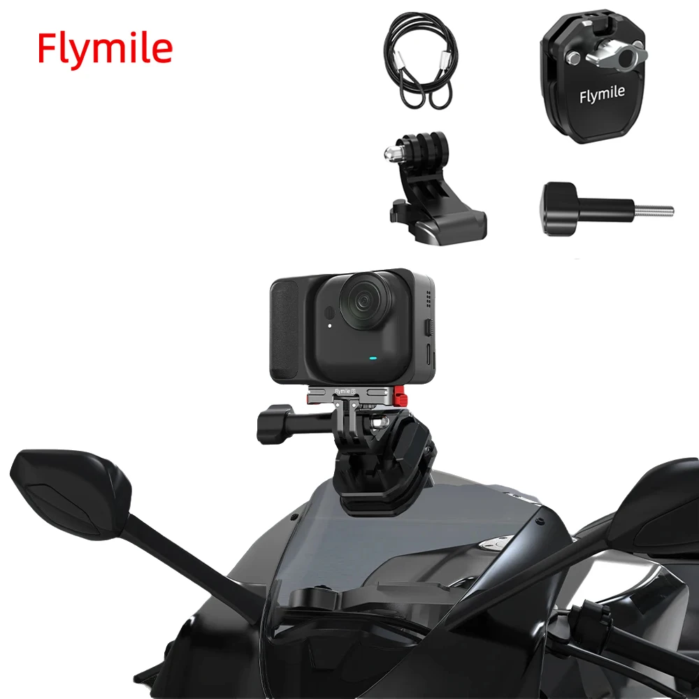 

Flymile Motorcycle Windshield Mount Clamp for Insta360 Go Ultra Accessories Camera Quick Release Motorbike Windscreen Clip