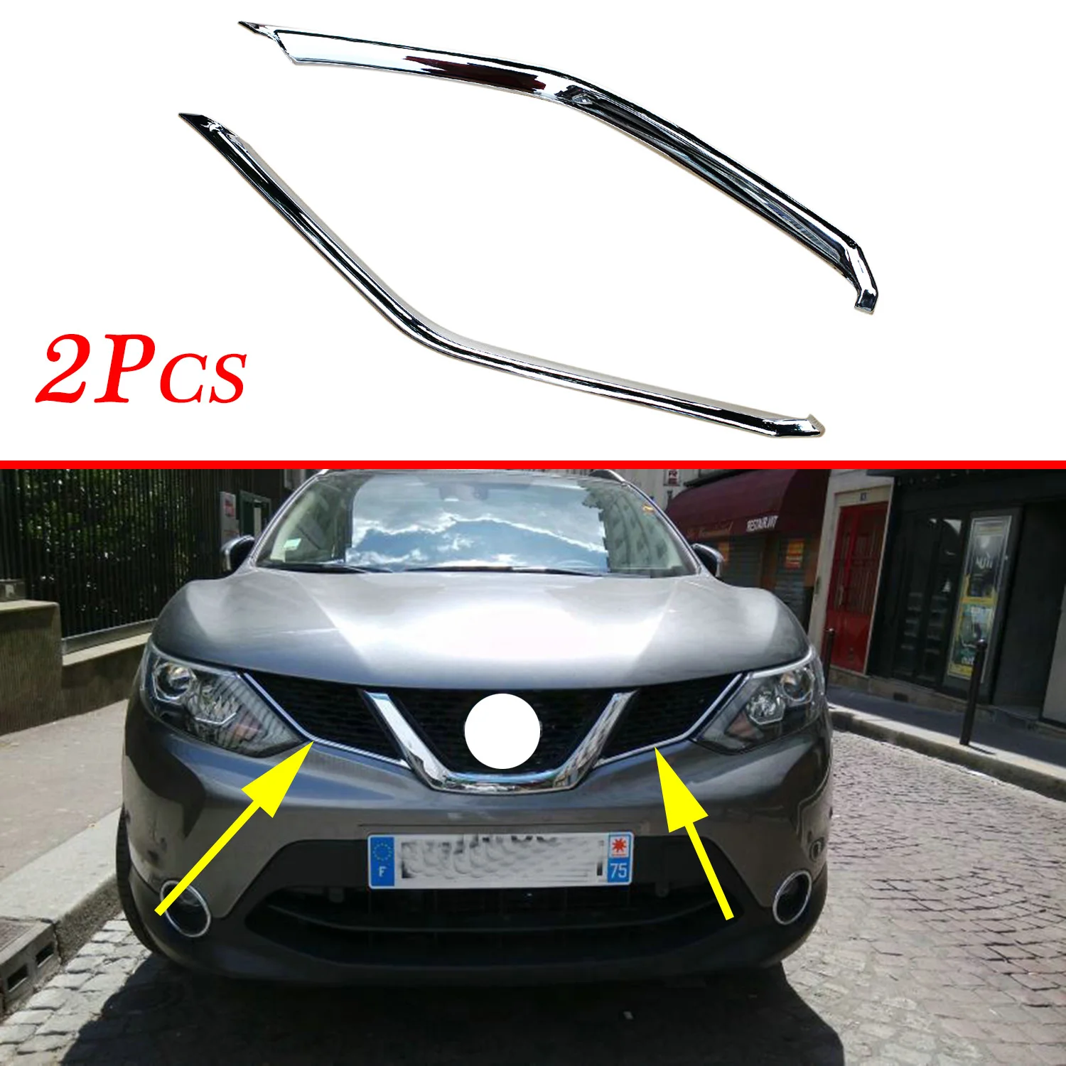 Car Front Head Grille Grill Cover Trim Stripes For Nissan Qashqai J11 Rogue Sport 2014 2015 2016 2017 Accessories Chrome