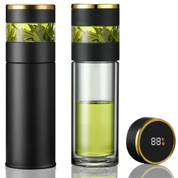 Thermos Cup Intelligent Temperature Display Stainless Steel Water BottleGlass Tea Separation Warehouse Vehicle Vaccum Flask