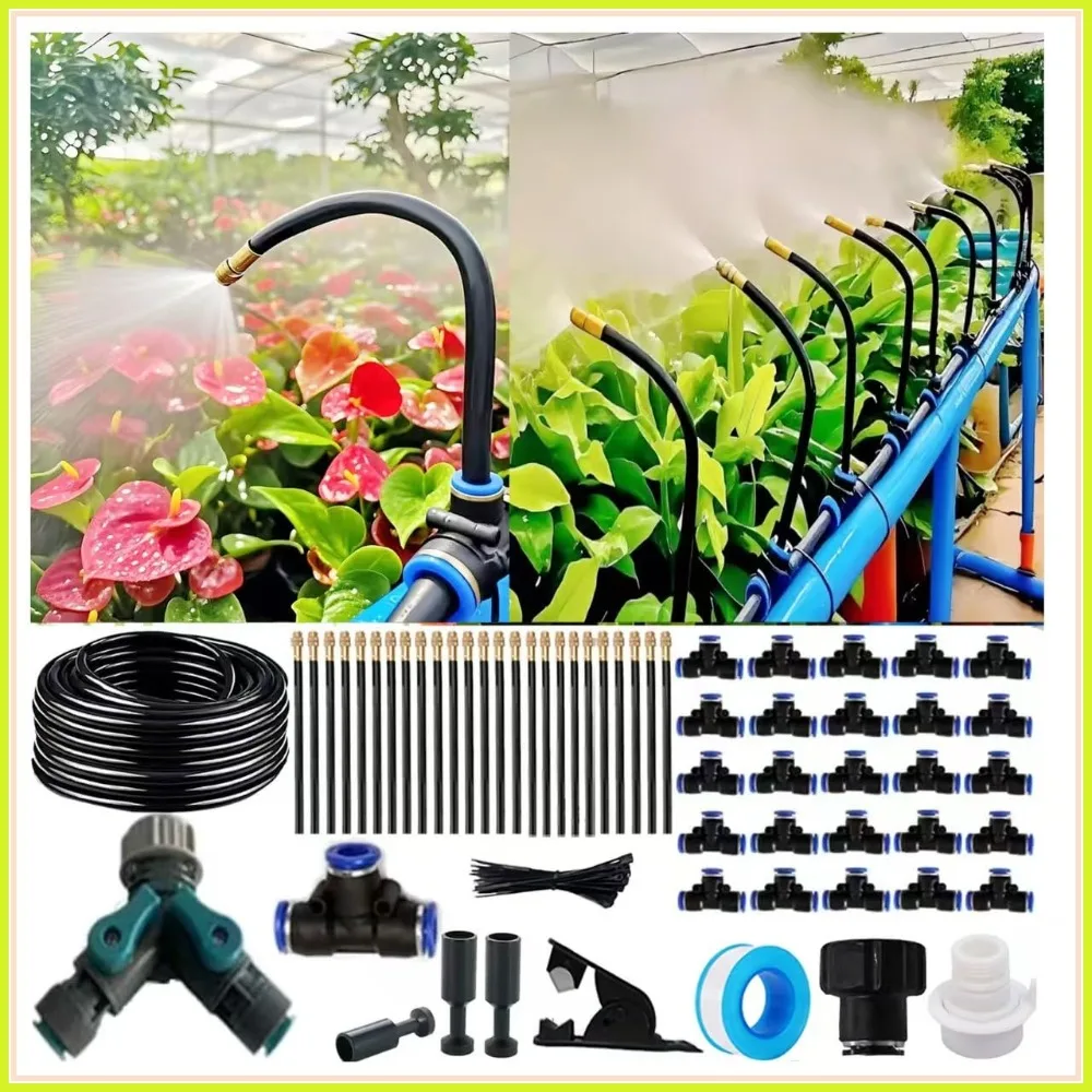 

Drip Irrigation Kit, 360° Adjustable Micro Sprinklers for Potted Plants, Quick Connect Fittings for Garden & Patio (25 Nozzles)