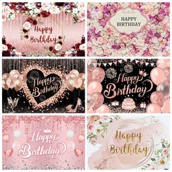 Happy Birthday Backdrop Shiny Diamonds 18th Birthday Decoration Canvas 30th Party Photography Background Custom Poster Banner