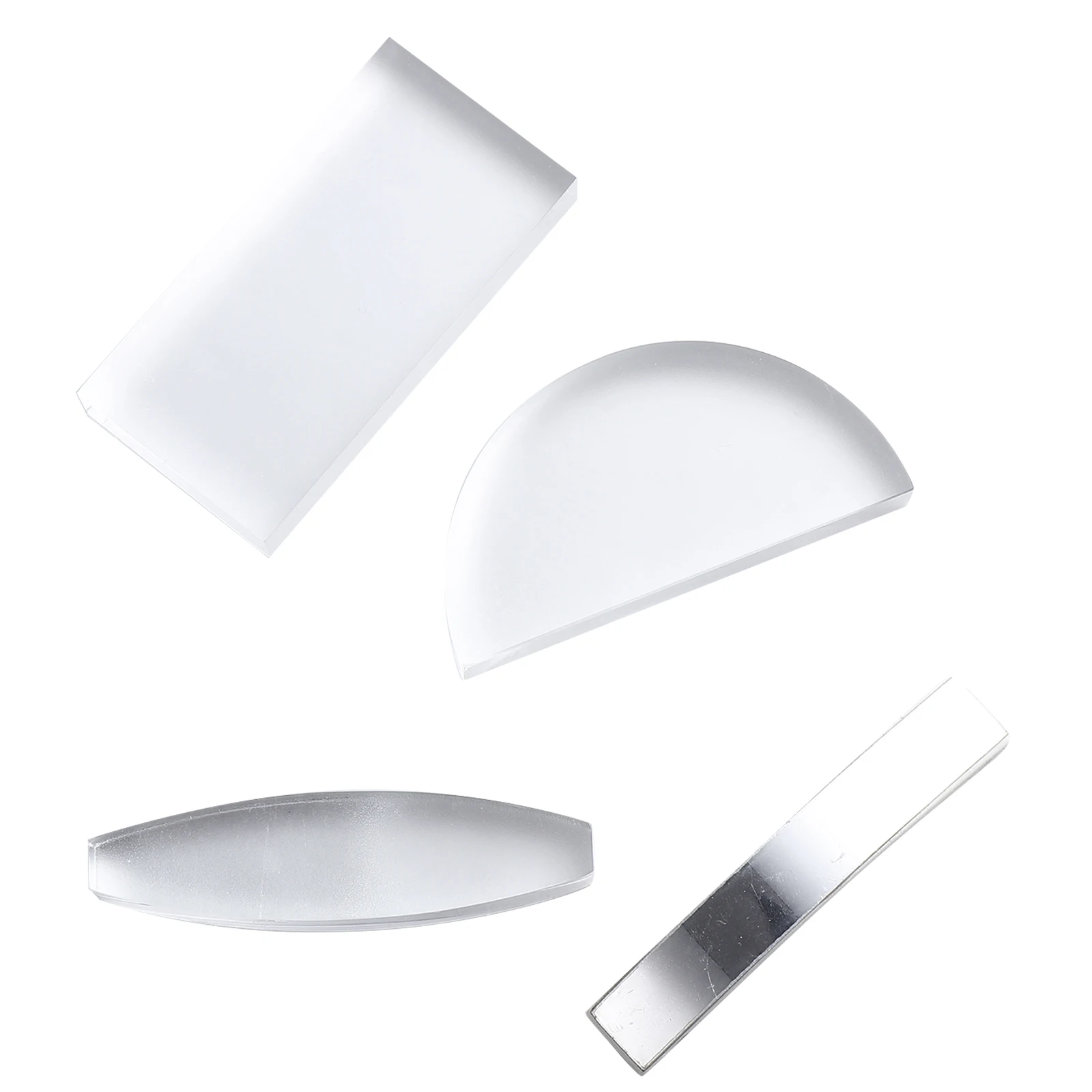 

4Pcs Optical Glass Lens Physics Education Set Semicircular Rectangular Concave Convex Portable Light Refraction Refractive Tools