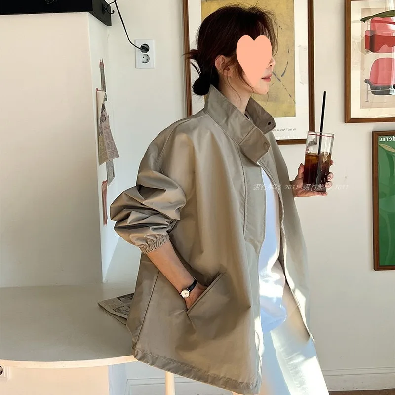 

Женский плащ Синий Cinching Stand-Up Cinch Спецодежда средней длины с завязками на талии Hi-Fashion Layer Piece Academia