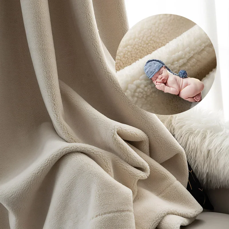 Lamb Wool Curtains Thickened Warm Windshield Blackout Shading Living Room Attic Bedroom Bay Window Cold Resistance