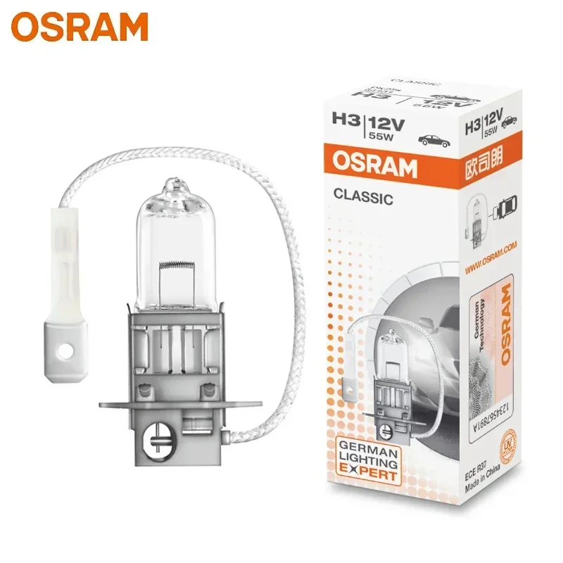 OSRAM-faros halógenos clásicos para coche, lámparas estándar de 9003 K, luz blanca Original, 12V, 55W, ECE (10 piezas), H1, H4, H3, H7, HB2, 3200