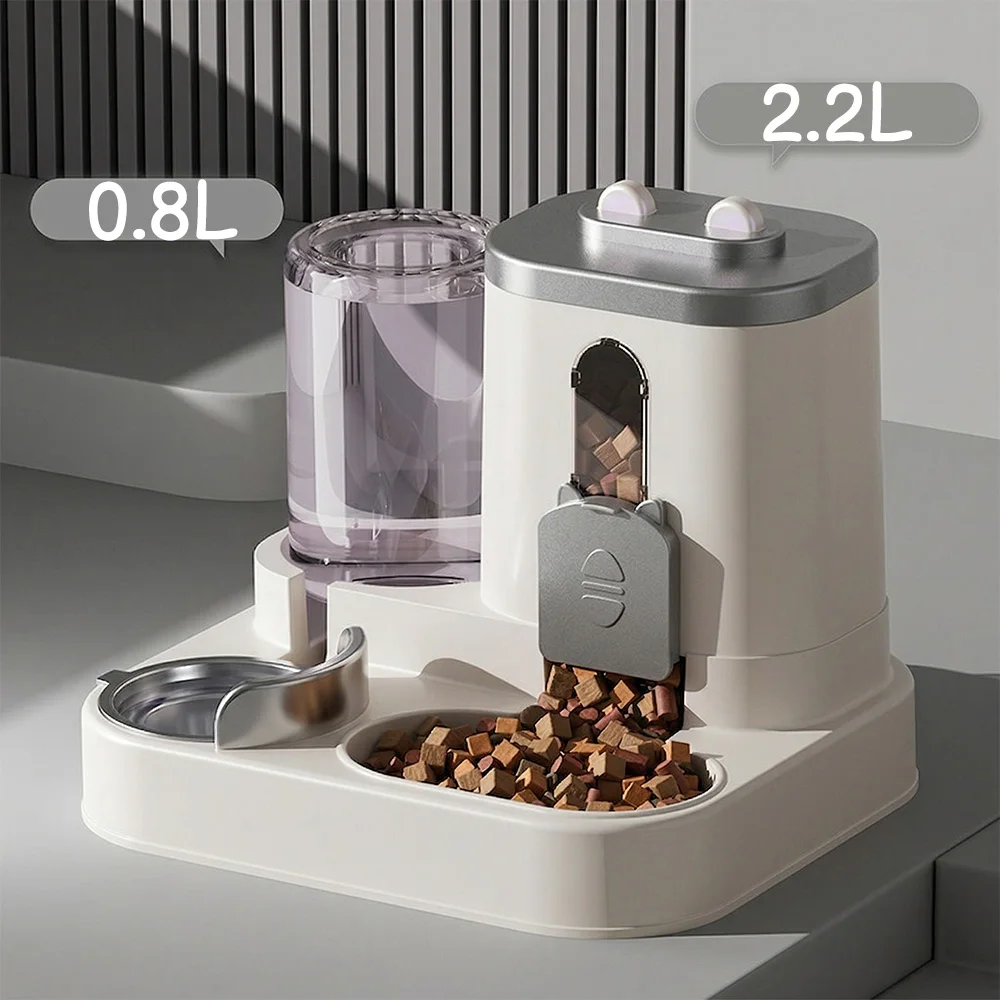 Автоматическая кормушка для собак и кошек с фонтаном для воды, большая емкость, контейнер для хранения корма, аксессуары для щенков и домашних животных