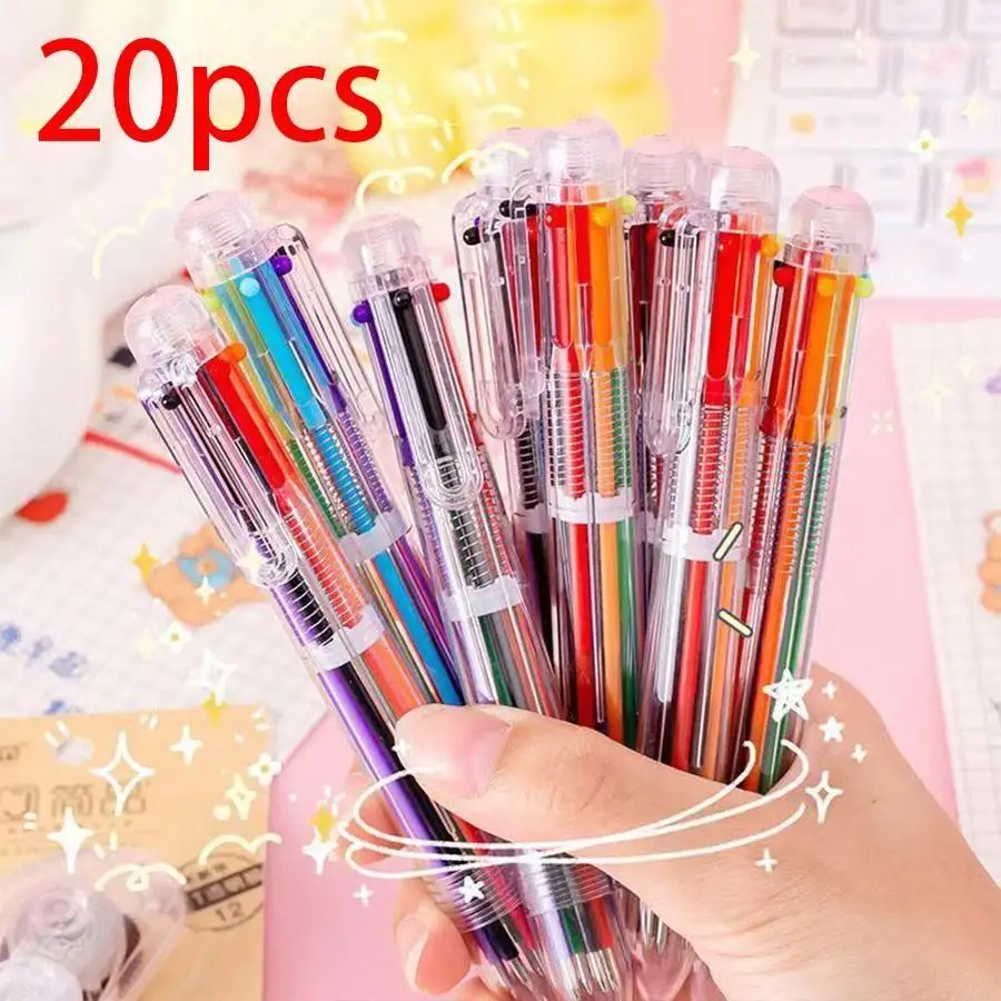 6-color Ballpoint Pen, 20pcs/set Random Color Smooth Rollerball Doodle Marker, Ideal for Students, Office Use