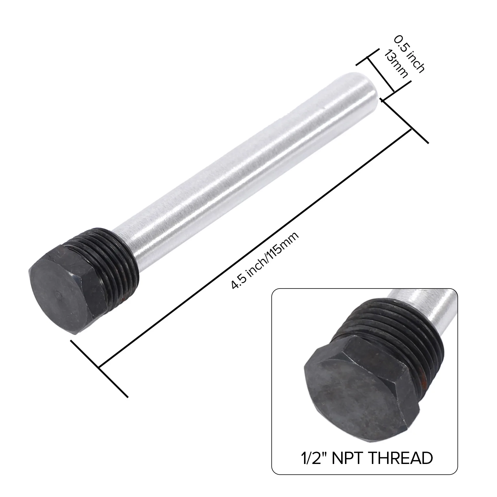 RV Water Heater Magnesium Anode Rod for Heaters, 2 Pack 1/2Inch NPT RV Hot Water Tank Anode Rod for RV Heater