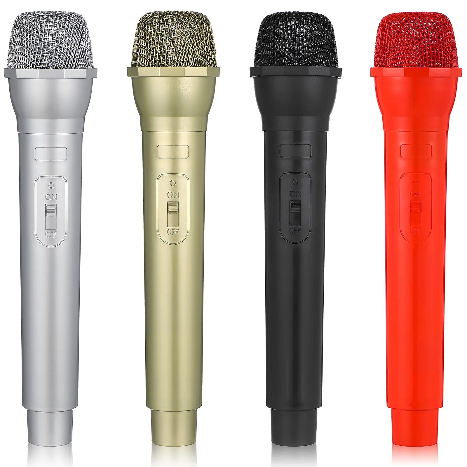 

4 pcs Children Microphone Props Plastic Sparkly Simulation Toy Halloween Kid Performance Confidence Safe Lightweight