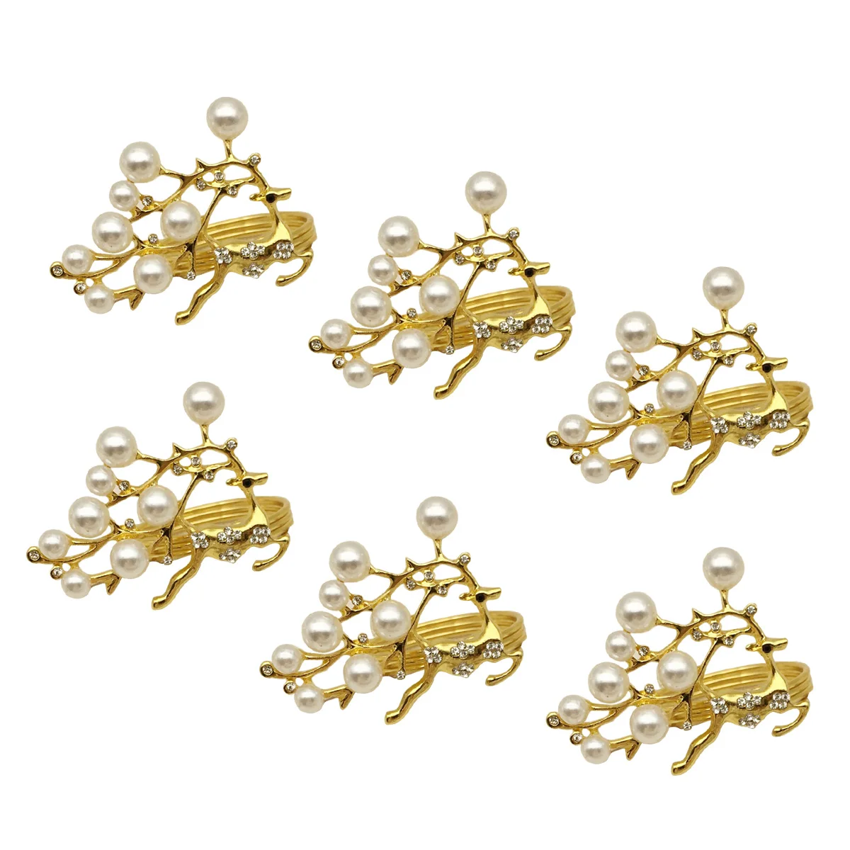 

6 Pcs Christmas Deer Napkin Ring Buckles Decorative Holders Party Table Rings for Dinner