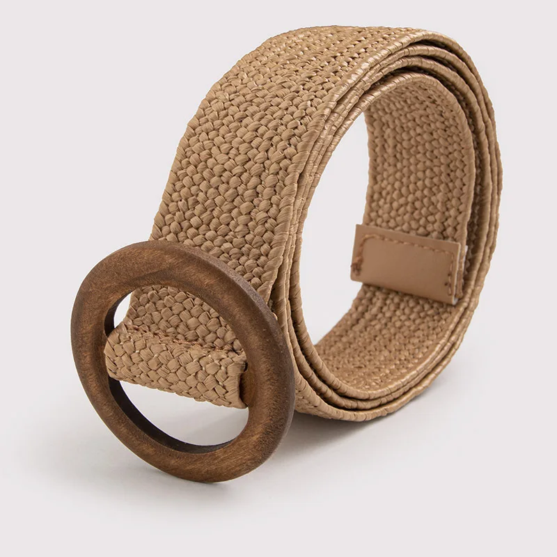 Bohemian-style women's waist belt - Raffia & PP grass mixed-color braided belt for spring, summer and vacation