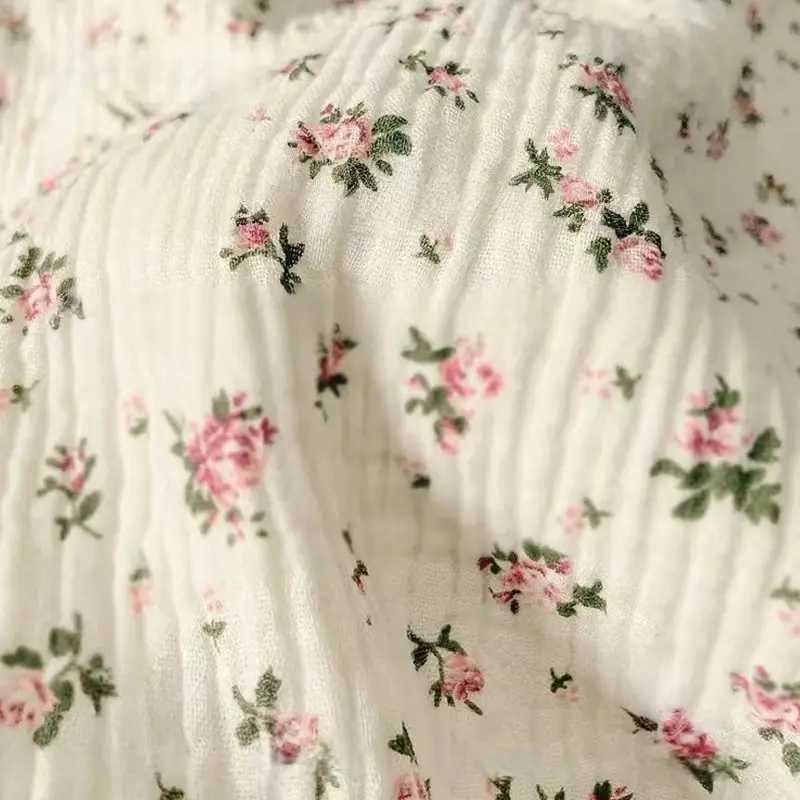 Casual Muslin 100% Cotton Gauze Dress Women Long Sleeve Button Up Print Flower Loose Comfortable Soft Homewear Outfits Vestidos