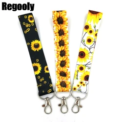 Sunflowers flowers women Wristlet hand strap Keychain Lanyards Id Badge Holder ID Card Pass Gym Mobile Phone Badge Holder Strap