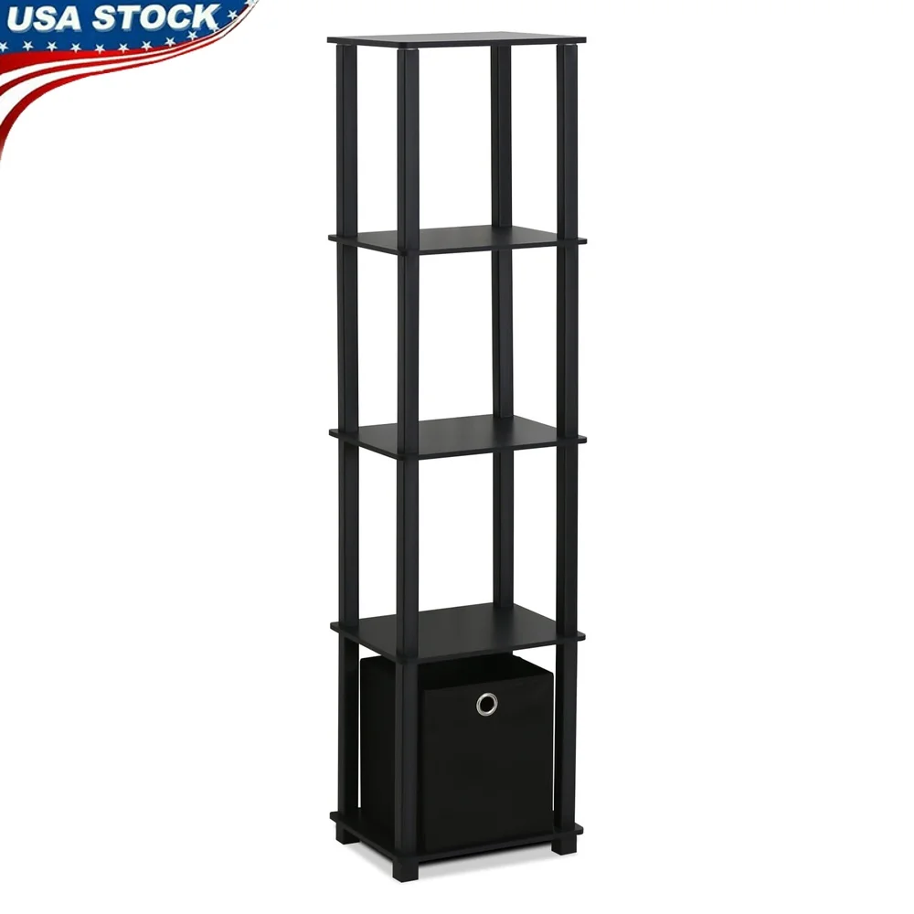 

5-Tier No Tools Decorative Shelf with Durable PVC Tubes E1 Grade Composite Wood Easy Assembly Indoor Storage Display Unit