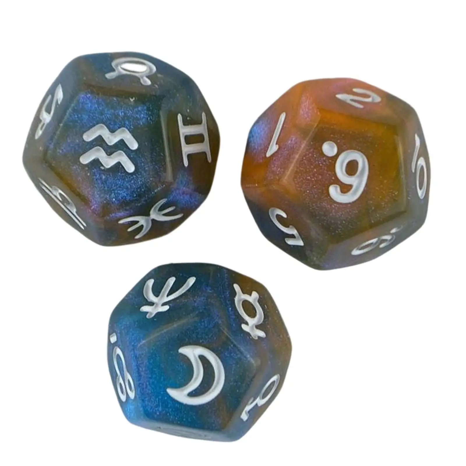 3 Pieces Astrological Dice Set 12 Sided Dice D12 Dices Constellation Sign Dice