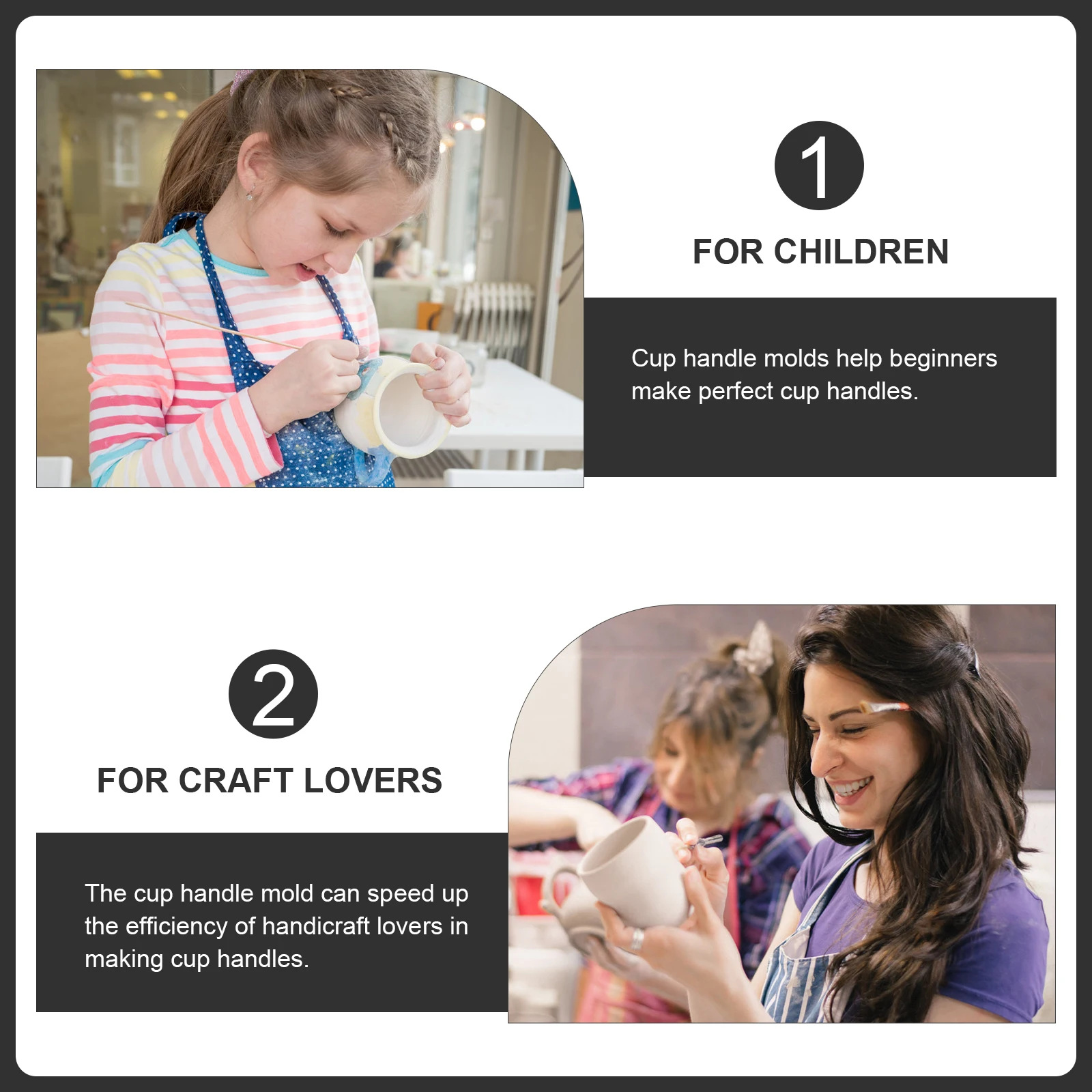 

12pcs Clay Cup Mold Rectangle Mug Handle Making Tool for Pottery EVA Molds Reusable Handle Forms Mug Accessories Ceramics Tools