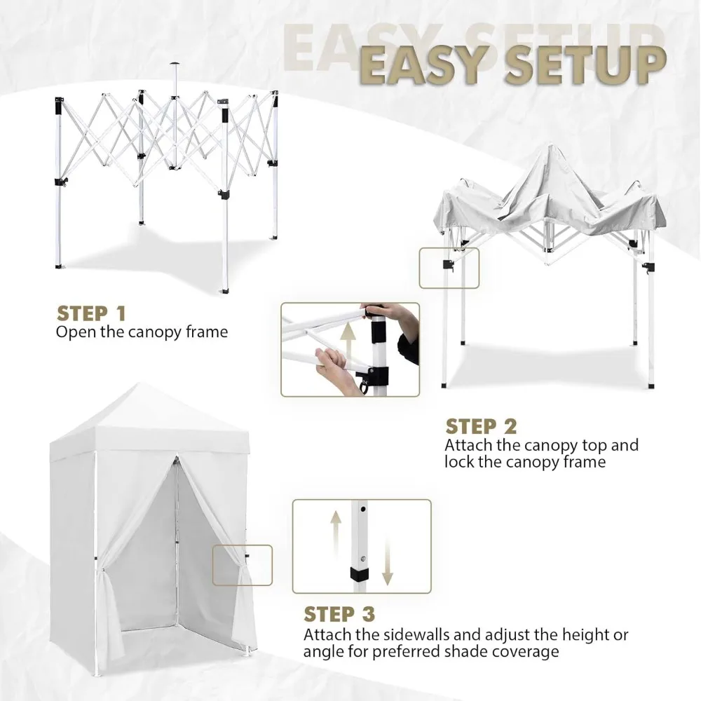 5x5 Instant Canopy with 4-Side Wall Panels, Small Pop up Portable Canopy Tent with Carry Bag, Light Weight Sun Shelte for Sports