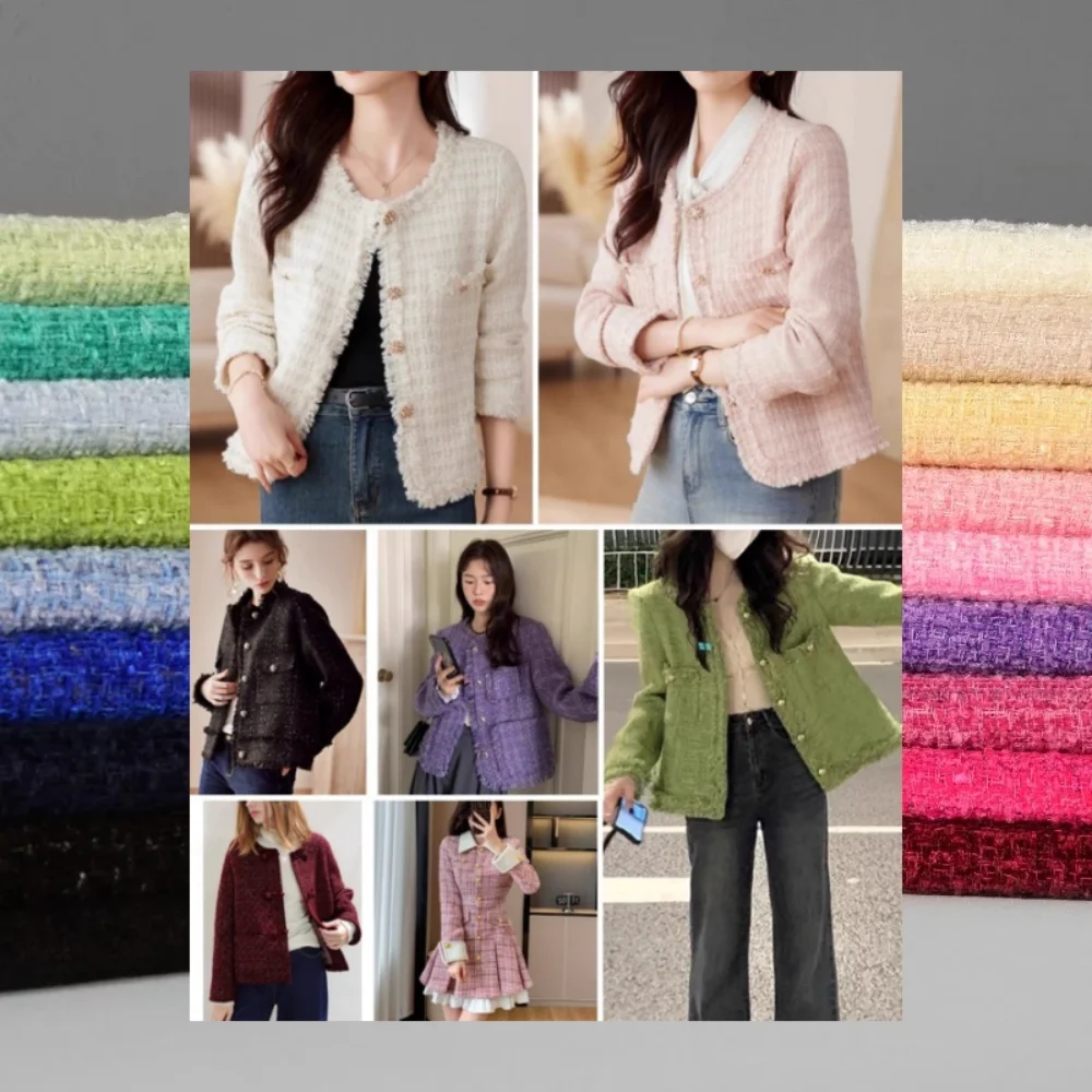 

Chenille Woolen Fabric for Fresh Coat Vest Dress Set Fashion Clothing Fabrics By The Meter Apparel Diy Sewing Material Cloth