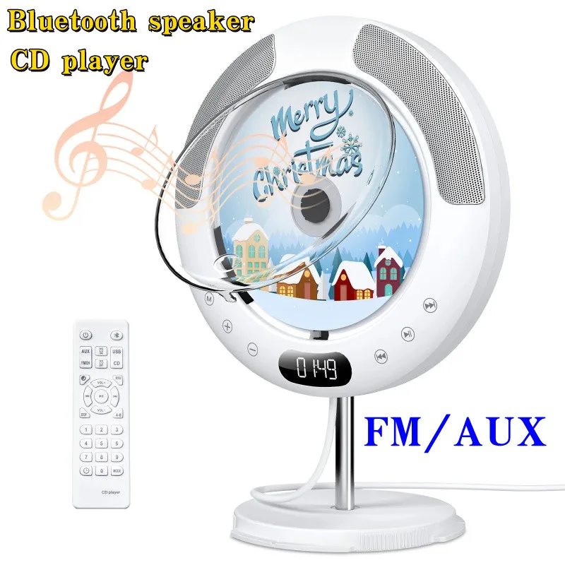 

Bluetooth Speaker CD Player Portable Music Player with Remote Control FM Radio for Home Decor LED Display Wall Mount Music Sound