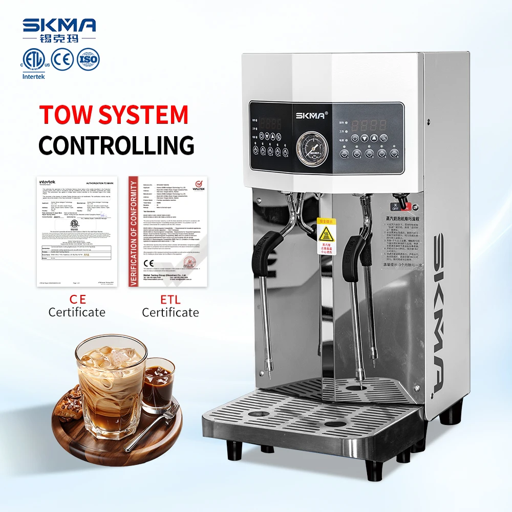 

ETL Automatic Milk Frothing Machine Double Head Milk Steamer Foamer Maker Coffee Milk Warmer and Frother Beverage Equipment