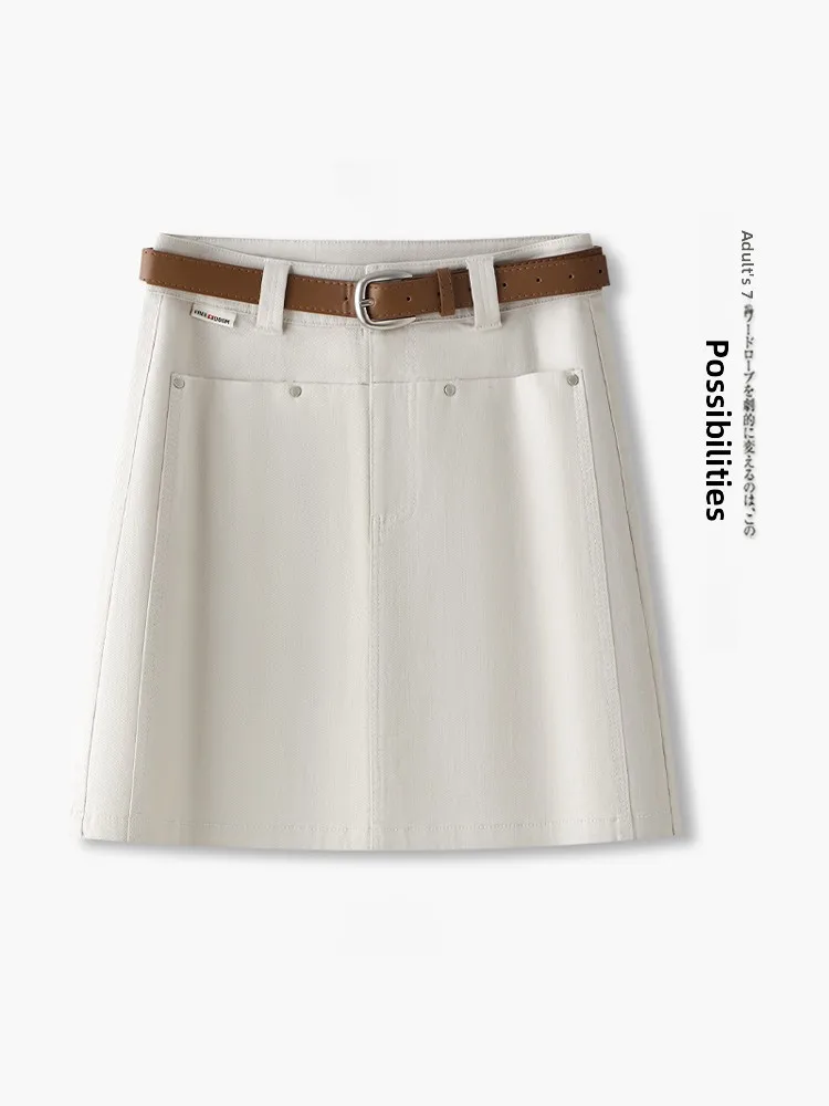 

High Waist A-Line Skirt Women's Summer Thin Casual Denim Skirts Dreamy Elegant Commute Korean Style Cotton Blend