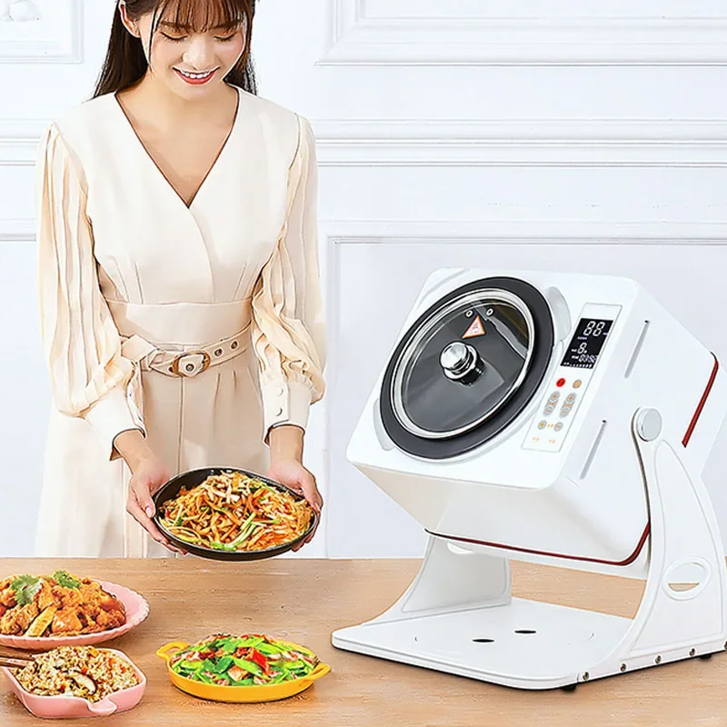 6L Vegetable Cooking Machine 2500w Automatic Canteen Large Intelligent Robot Drum Type Fried Rice Multi-functional Frying Pan