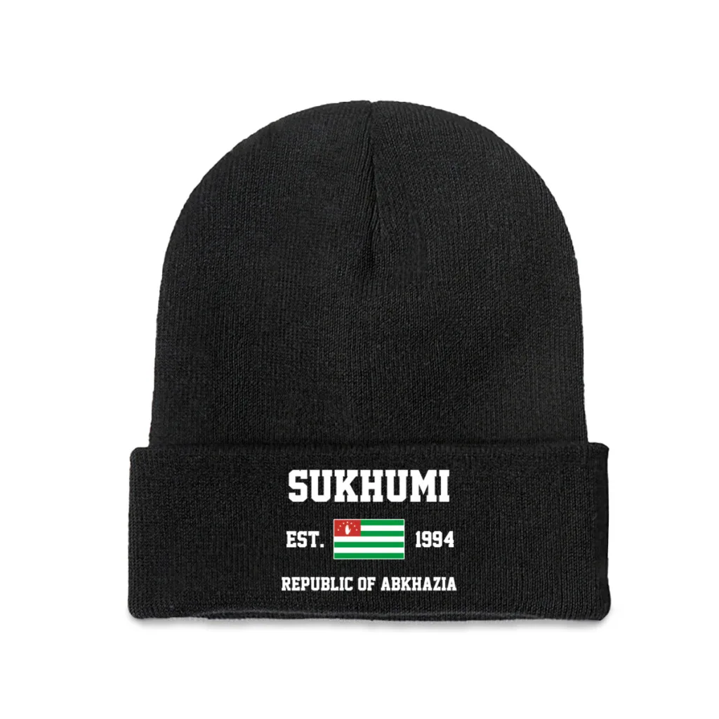 Republic of Abkhazia EST.1994 Sukhumi Capital Men Women Unisex Knitted Hat Winter Autumn Print Beanie Cap Warm Bonnet