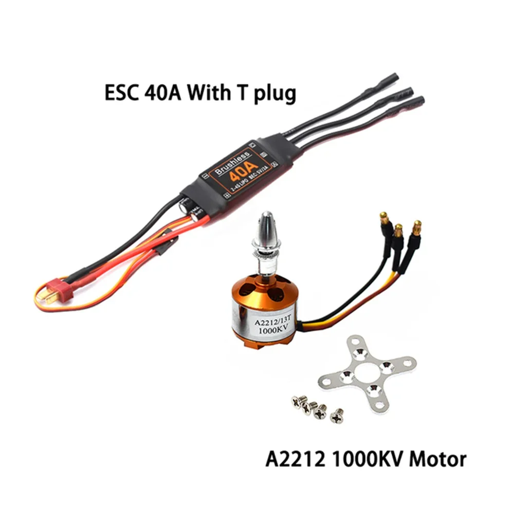 XXD A2212 1000KV 1400KV 2200KV Brushless Motor with plug & 40A Brushless ESC with T plug or XT60 plug for RC Fixed-Wing aircraft