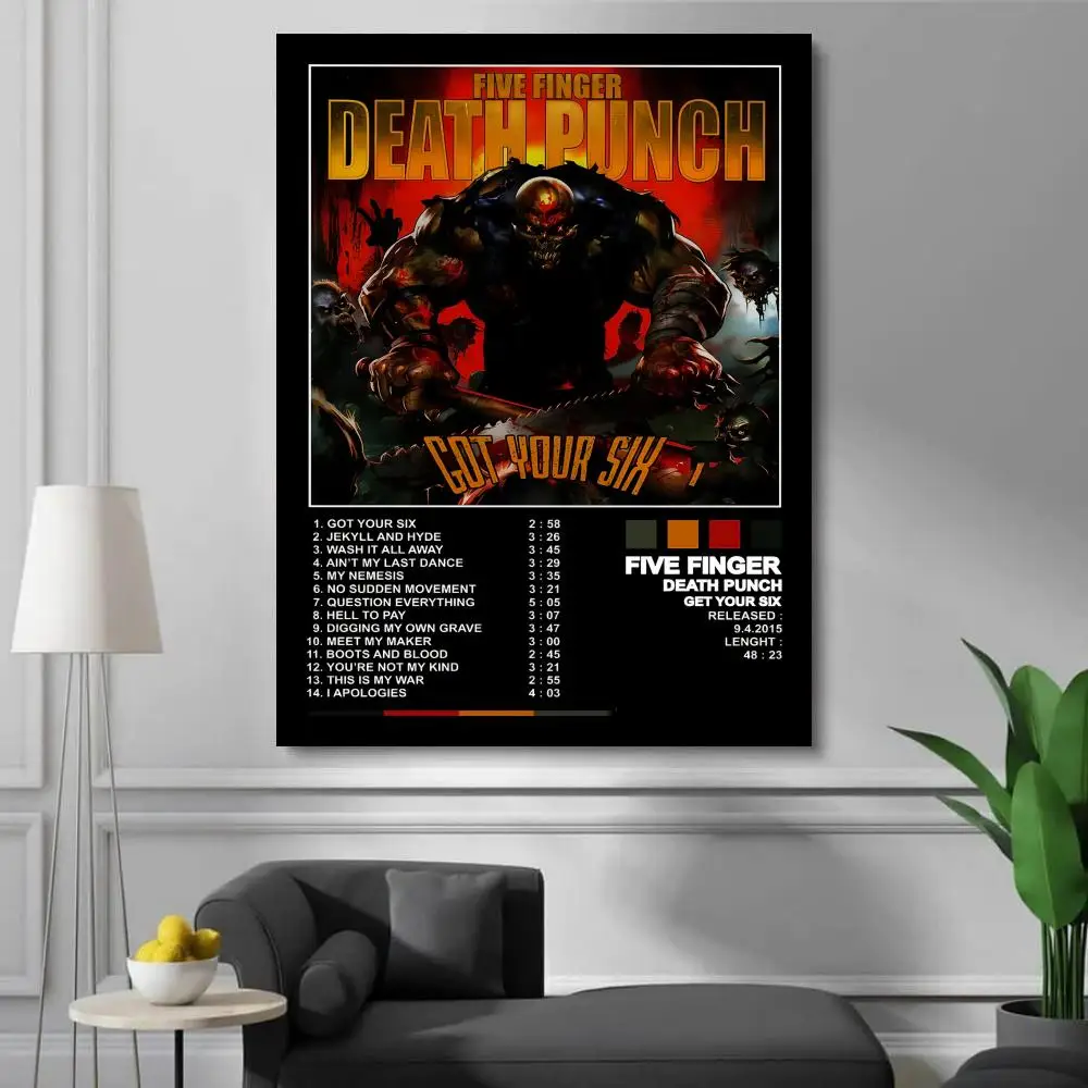 الموسيقى خمسة F-الأصابع D-الموت لكمة ملصق جدار الفن لزجة لغرفة المعيشة غرفة نوم مكتب المدخل بار ديكور المنزل هدية فكرة