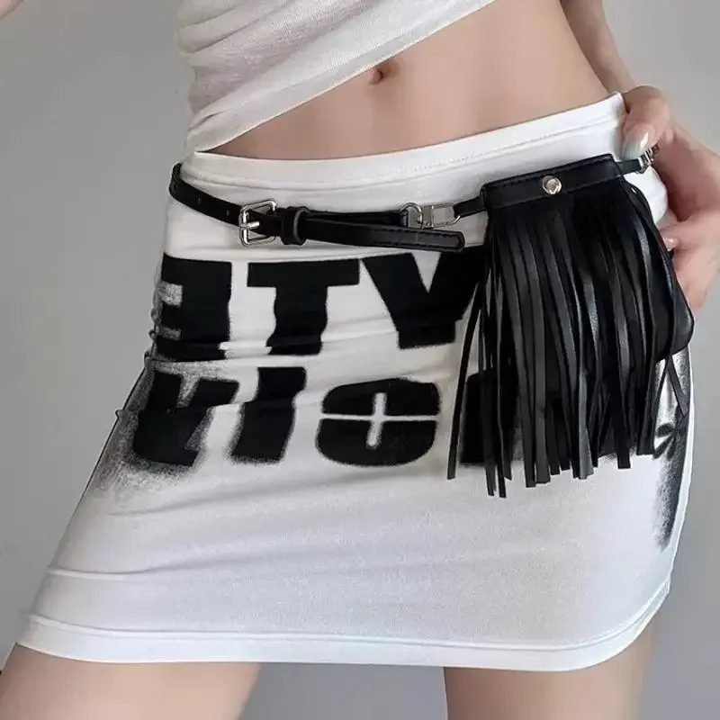 Ceinture de taille à pampilles réglable en PU, sac de taille avec boucle en métal, portefeuille, pochette pour téléphone, ceintures décoratives pour dames