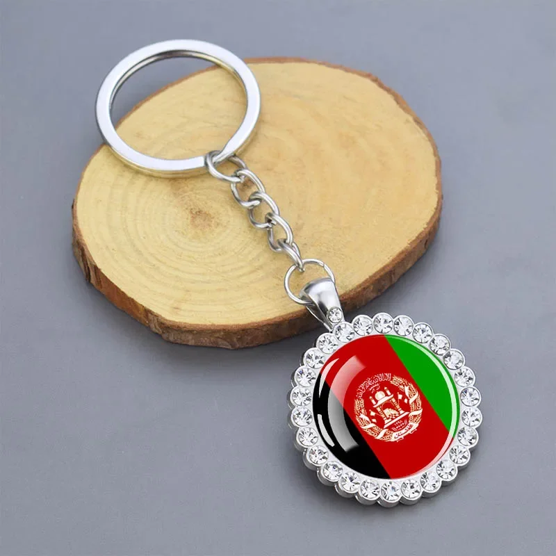 Saudi Arabian Flag Keychain Algeria Arabia Egypt and Other Countries Circular Rhinestone Keychain Patriot Gift