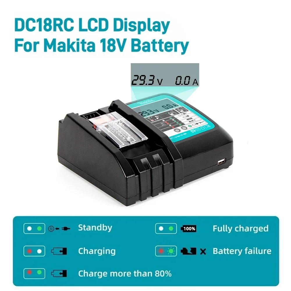 Original DC18RC Li-ion Battery Charger For Makita 18V 14.4V BL1830 Bl1430 DC18RF BL1415 BL1815 LXT400 BCl180W DC18RD DC  OK18SF