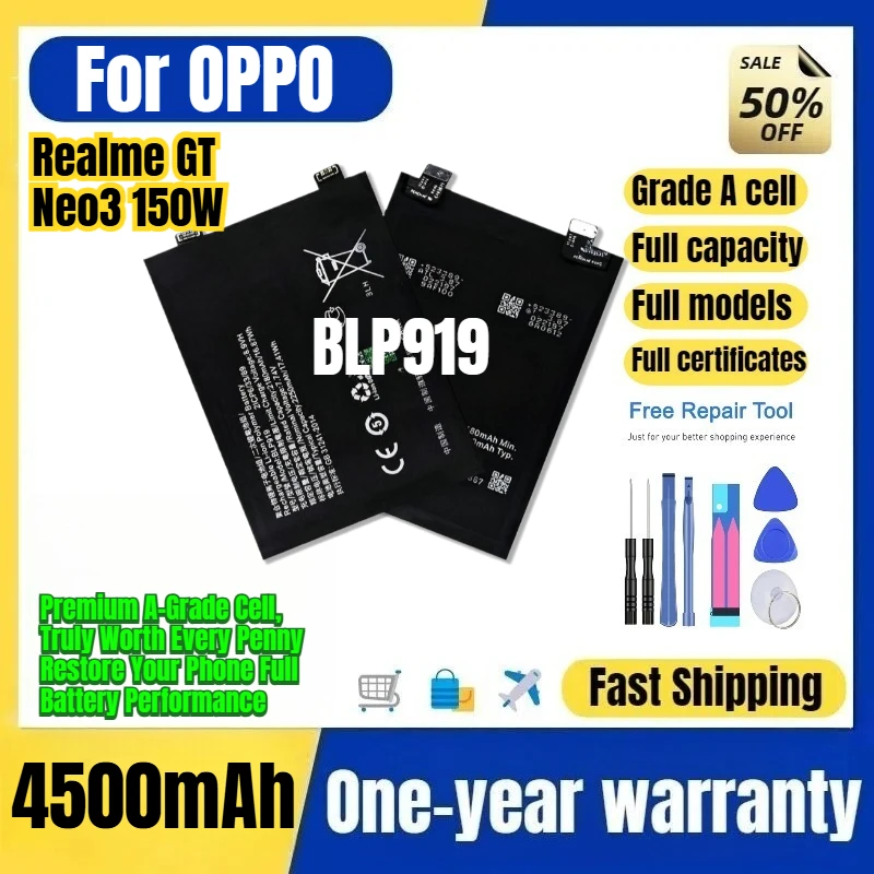 BLP919 for OPPO Realme GT Neo3 150W Phone Battery 0 Cycle High Quality High Capacity Replacement Bateria Grade A Cell with Tools