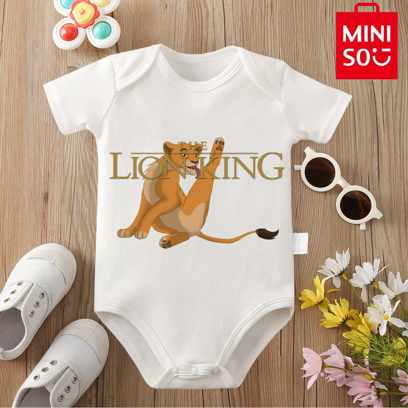 

MINISO LionKing/Rafiki Print 100% Cotton Bodysuit Soft Baby Cloths Best Gift for Baby Onesie Jumpsuit for 0 To 12 Months Newborn