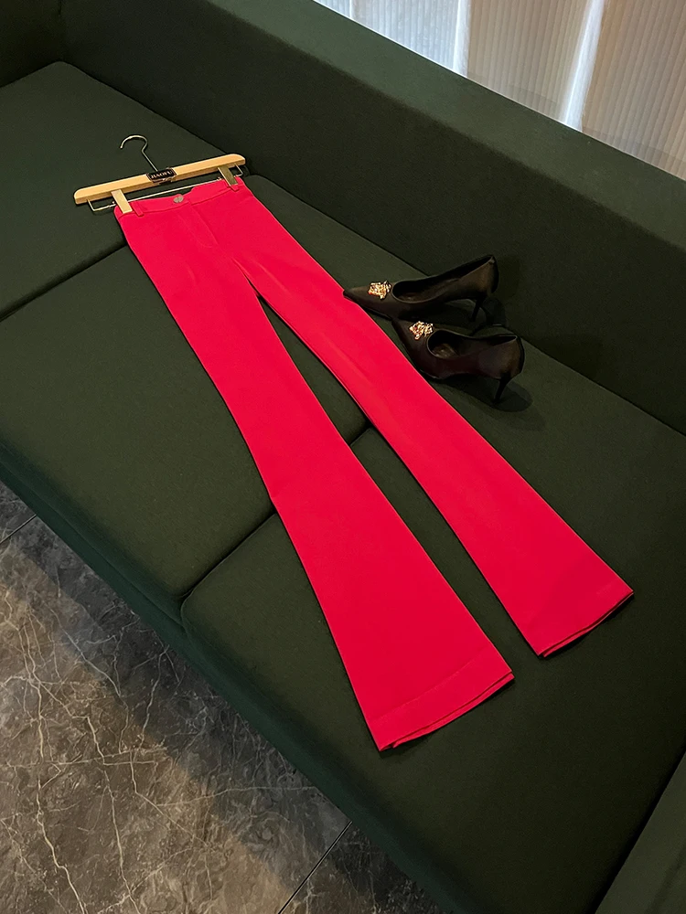 

Winter High-End One-Button Belted Suit Pants Women's Two-Piece Set Flared Legs Profional Look Ideal for Office Or Formal O...