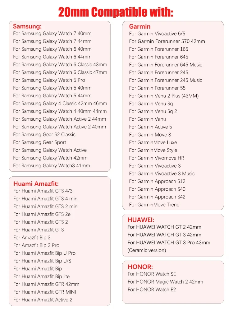 22/20mm Armband für Samsung Galaxy Watch 7 6 5 4 44mm 40mm 6Classic 47mm 43mm 5Pro Band Huawei Watch GT 6/5/4 Pro 46mm 42mm Armband – Detail 1