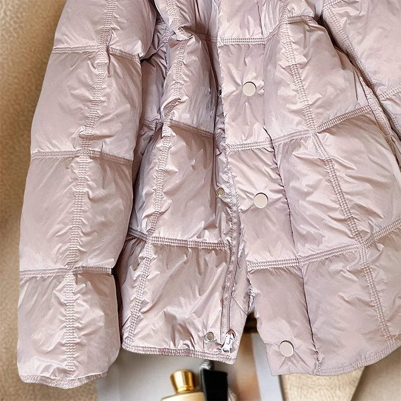 الكورية الوردي وسادة مبطنة المرأة محبوك المرقعة الوقوف طوق القطن معاطف شتاء جديد واحدة الصدر الدافئة سميكة ملابس خارجية